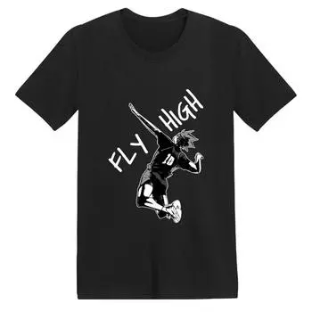 Футболки аниме Fly high Haikyu с принтом унисекс, женская мода, хлопок, приталенный уличный свободный размер, футболка унисекс, топ с короткими рукавами