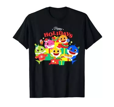 Футболки Baby Shark/Baby Shark/Рождество/Праздник/Подарки/Детские/Мужские/Женские чёрный
