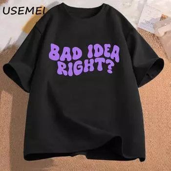 Футболки Bad Idea Right, женские хлопковые музыкальные футболки, уличная одежда, женские футболки с короткими рукавами, женская одежда, футболки S чёрный