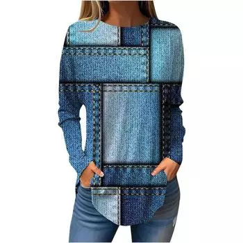 Футболки больших размеров с 3D-принтом, цветочный топ с круглым вырезом для женской одежды S