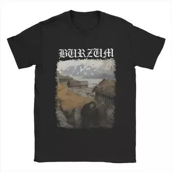 Футболки Burzum Scary Ghost для мужчин, 100% хлопок, модные футболки с круглым вырезом, футболки с коротким рукавом, одежда с принтом S чёрный