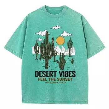 Футболки Desert Vibes Feelthesunset для мужчин, футболка Vigor Cotton с оригинальным узором, футболка Normcore Breathable с короткими рукавами S
