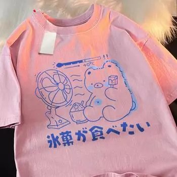 Футболки для братьев и сестер, летние, с изображением фруктового мороженого, с коротким рукавом, кавайные, модные, большие, с коротким рукавом, свободные футболки для братьев и сестер S