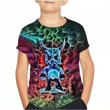 Футболки для детей Stumble Guys Stumble Game Cartoon 3D Print с коротким рукавом для мальчиков/девочек с круглым вырезом, модные футболки для мальчиков, футболки, топы, одежда 100 белый