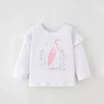 Футболки для девочек, повседневные футболки с круглым вырезом и длинными рукавами для детей, топы 100 белый