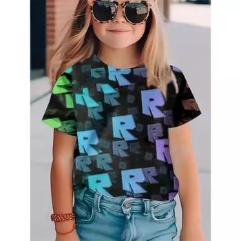 Футболки для девочек с забавным принтом «Автомобиль», летние повседневные модные футболки с короткими рукавами и 3D-принтом, повседневные футболки, одежда для девочек 100