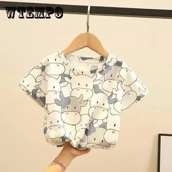 Футболки для мальчиков Детская одежда Летняя одежда Детские футболки с короткими рукавами Тонкий топ для детей 2 лет 130 белый