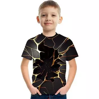 Футболки для мальчиков и девочек, летняя детская одежда, забавные флуоресцентные 3D-принты для детей, повседневные модные футболки для мальчиков и девочек, топы 100