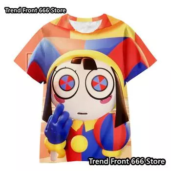 Футболки для мальчиков и девочек The Amazing Digital Circus с 3D-принтом в стиле аниме, повседневная мода, большие футболки, детские футболки, топы, одежда 100cm