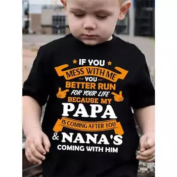 Футболки для мальчиков с принтом «Мой папа идет», удобные футболки с коротким рукавом и круглым вырезом, летняя детская спортивная одежда для отдыха на открытом воздухе 110