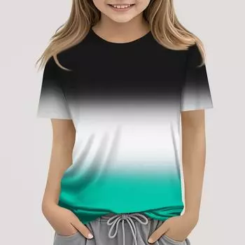 Футболки для малышей, девочек и мальчиков, детские футболки с короткими рукавами и принтом для мальчиков и девочек 150 зелёный