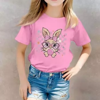 Футболки для малышей, девочек и мальчиков, детские футболки с короткими рукавами и принтом для мальчиков и девочек 160 розовый