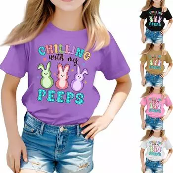 Футболки для малышей, девочек и мальчиков, детские футболки с короткими рукавами и принтом для мальчиков и девочек 100 чёрный