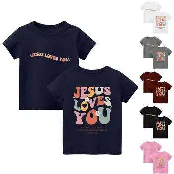 Футболки для малышей, девочек и мальчиков, детские футболки с короткими рукавами и принтом для мальчиков и девочек 100 чёрный