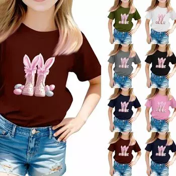 Футболки для малышей, девочек и мальчиков, детские футболки с короткими рукавами и принтом для мальчиков и девочек 150 чёрный