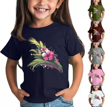 Футболки для малышей, девочек и мальчиков, детские футболки с короткими рукавами и принтом для мальчиков и девочек 150 розовый