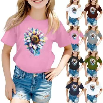 Футболки для малышей, девочек и мальчиков, детские футболки с короткими рукавами и принтом для мальчиков и девочек 150 белый