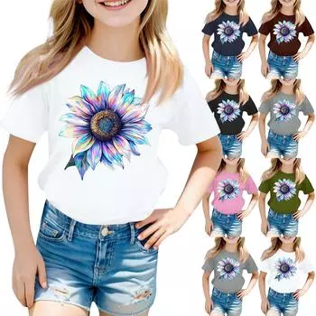 Футболки для малышей, девочек и мальчиков, детские футболки с короткими рукавами и принтом для мальчиков и девочек 120 винный