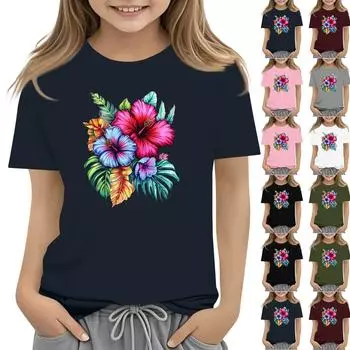 Футболки для малышей, девочек и мальчиков, детские футболки с короткими рукавами и принтом для мальчиков и девочек 1-12 лет 100 армия зеленый