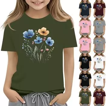 Футболки для малышей, девочек и мальчиков, детские футболки с короткими рукавами и принтом для мальчиков и девочек 1-12 лет 100 армия зеленый