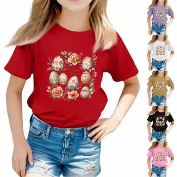 Футболки для малышей, девочек и мальчиков, детские футболки с короткими рукавами и принтом для мальчиков и девочек 1-12 лет 100 чёрный