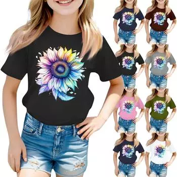 Футболки для малышей, девочек и мальчиков, детские футболки с короткими рукавами и принтом для мальчиков и девочек 110