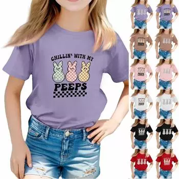 Футболки для малышей, девочек и мальчиков, детские футболки с короткими рукавами и принтом для мальчиков и девочек 1-12 лет 120