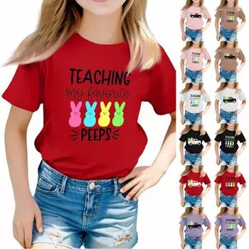 Футболки для малышей, девочек и мальчиков, детские футболки с короткими рукавами и принтом для мальчиков и девочек 1-12 лет 150