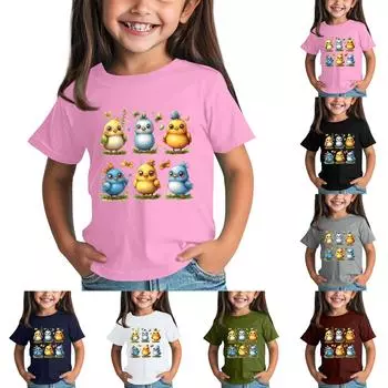 Футболки для малышей, девочек и мальчиков, детские футболки с короткими рукавами и принтом для мальчиков и девочек 2-12 лет 110 зелёный