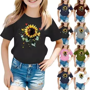 Футболки для малышей, девочек и мальчиков, детские футболки с короткими рукавами и принтом для мальчиков и девочек 100