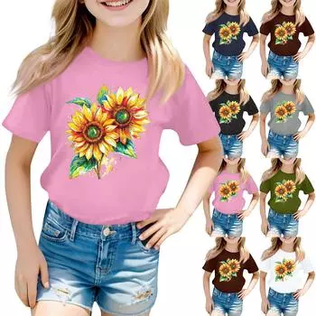 Футболки для малышей, девочек и мальчиков, детские футболки с короткими рукавами и принтом для мальчиков и девочек 130 винный