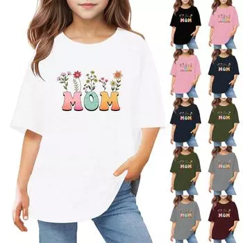 Футболки для малышей, девочек и мальчиков, детские футболки с короткими рукавами и принтом для мальчиков и девочек 1-12 лет 120 чёрный