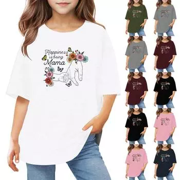 Футболки для малышей, девочек и мальчиков, детские футболки с короткими рукавами и принтом для мальчиков и девочек 1-12 лет 130 чёрный