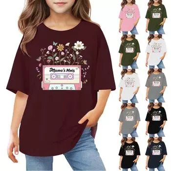 Футболки для малышей, девочек и мальчиков, детские футболки с короткими рукавами и принтом для мальчиков и девочек 1-12 лет 130 розовый