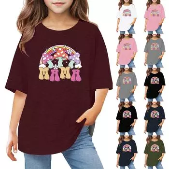 Футболки для малышей, девочек и мальчиков, детские футболки с короткими рукавами и принтом для мальчиков и девочек 1-12 лет 140 винный