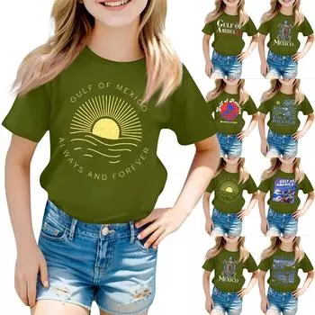 Футболки для малышей, девочек и мальчиков, детские футболки с короткими рукавами и принтом для мальчиков и девочек 100 синий