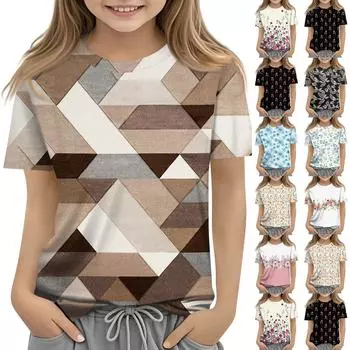 Футболки для малышей, девочек и мальчиков, детские футболки с короткими рукавами и принтом для мальчиков и девочек 100 бежевый