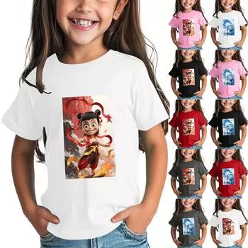 Футболки для малышей, девочек и мальчиков, детские футболки с короткими рукавами и принтом для мальчиков и девочек 1-15 лет 100 бежевый