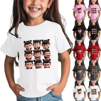 Футболки для малышей, девочек и мальчиков, детские футболки с короткими рукавами и принтом для мальчиков и девочек 1-15 лет 110 бежевый