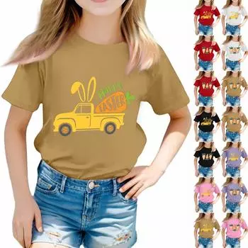 Футболки для малышей, девочек и мальчиков, детские футболки с короткими рукавами и принтом для мальчиков и девочек 1-12 лет 100 бежевый