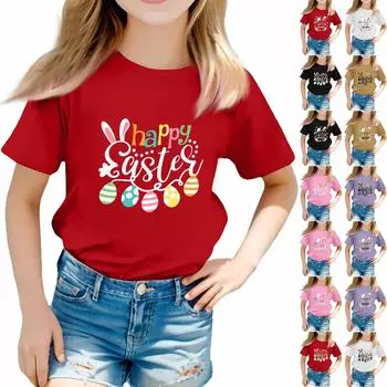 Футболки для малышей, девочек и мальчиков, детские футболки с короткими рукавами и принтом для мальчиков и девочек 1-12 лет 100 бежевый