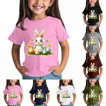 Футболки для малышей, девочек и мальчиков, детские футболки с короткими рукавами и принтом для мальчиков и девочек 2-12 лет 150 чёрный