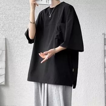 Футболки для мужчин 2024, базовая футболка большого размера, футболка с заниженными плечами, уличная футболка, топы K2Y XL чёрный