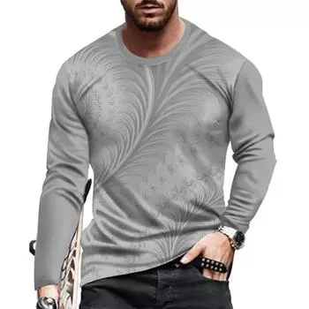 Футболки для мужчин, весенне-осенняя повседневная футболка с длинным рукавом и 3D принтом, винтажная футболка с круглым вырезом, уличная одежда, мужская одежда больших размеров S