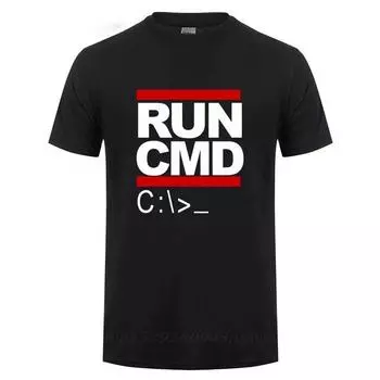 Футболки для программистов Run Cmd, забавный подарок на день рождения для унисекс, бойфренда, мужа, летняя хлопковая футболка с короткими рукавами, Geek Nerd