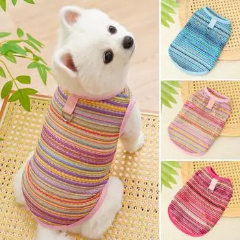 Футболки для собак Летний жилет для домашних животных без рукавов Дышащая полая охлаждающая одежда Одежда для домашних животных XS розовый/фиолетовый