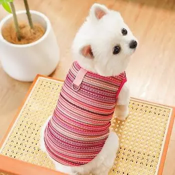 Футболки для собак Летний жилет для домашних животных без рукавов Дышащая полая охлаждающая одежда Одежда для домашних животных XS розы красного