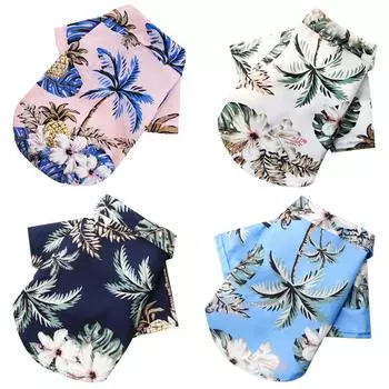 Футболки для собак в гавайском пляжном стиле, тонкая дышащая летняя одежда для маленьких собак, жилет для щенков, кошек, чихуахуа, йорков, пуделей XS