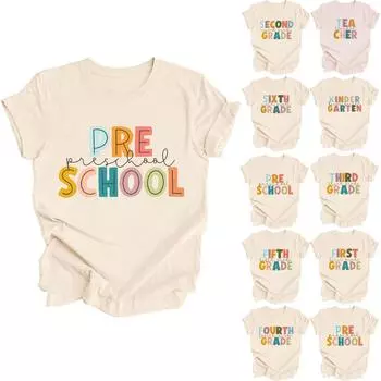 Футболки для учителей для женщин: Футболка «Первый день в школе» Футболка с графическим принтом для учителя «Назад в школу» S светло-серый
