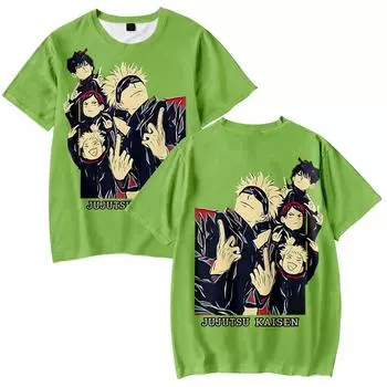 Футболки для женщин и мужчин Jujutsu Kaisen с графическим принтом, с круглым вырезом и короткими рукавами, модная мужская одежда, уличная одежда XS